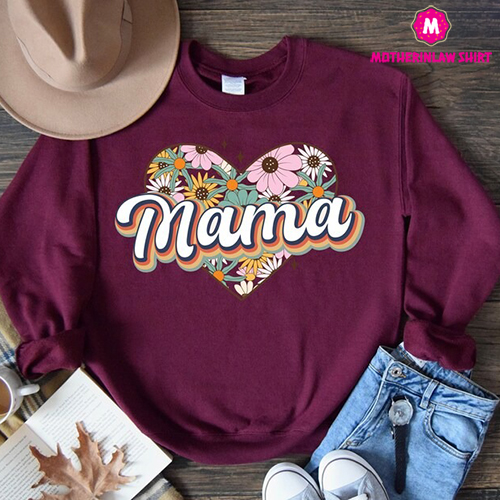 Mama Flower Heart Sweatshirt, Mama Heart Sweatshirt, Mama Sweatshirt, Floral Heart Sweatshirt, Mothers Day Gift, Mom Sweat