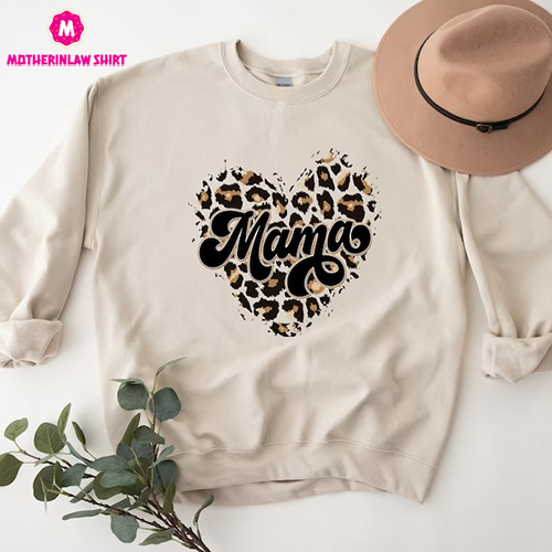 Mama Leopard Heart Sweatshirt,Mama Leopard Hoodie,Mothers Day Sweatshirt,Mom Life Hoodie,Gift For Mom,Mom Shirt,Mama Shirt,Leopard Print