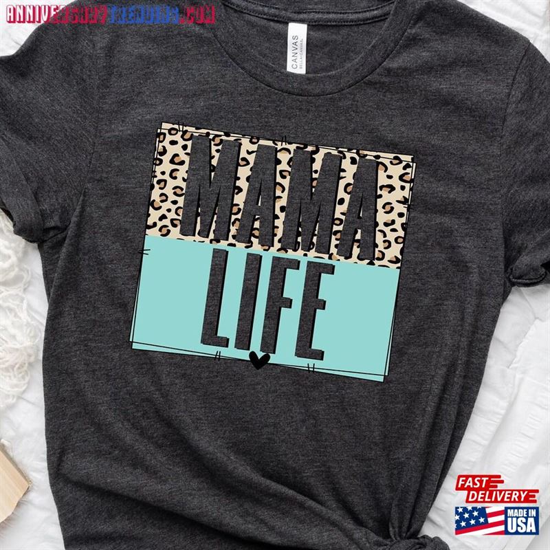 Mama Life T-Shirt Shirt Heart With Leopard Aesthetic Mothers Day Gift Unisex Hoodie – Bipubunny Store