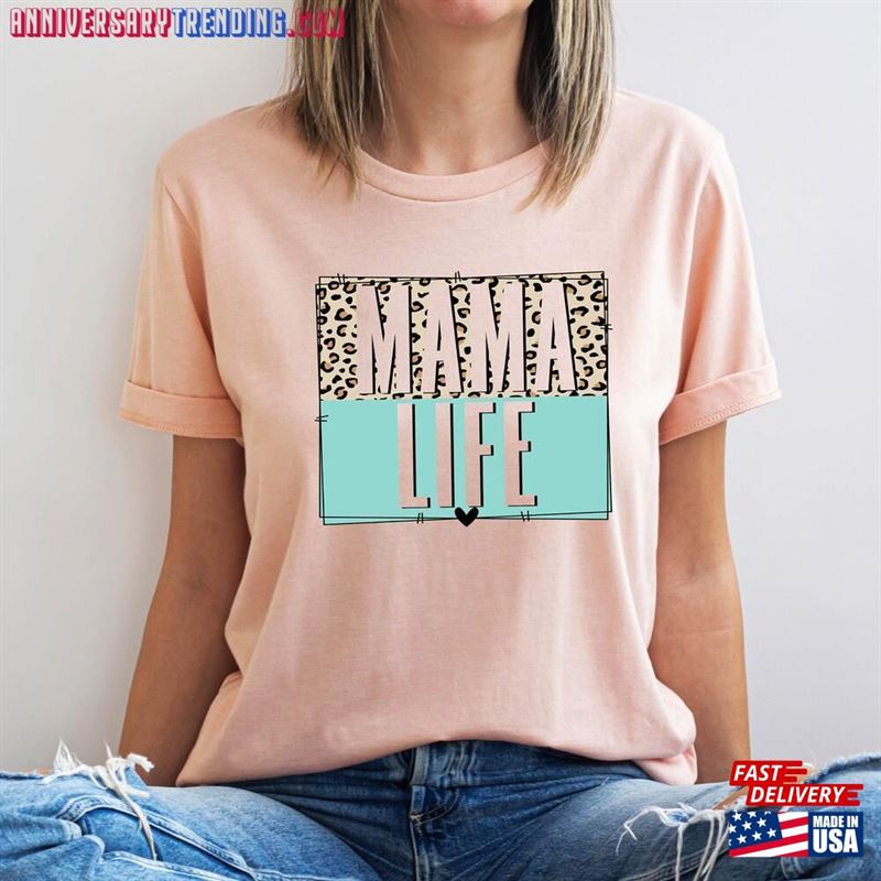 Mama Life T-Shirt Shirt Heart With Leopard Aesthetic Mothers Day Gift Unisex Hoodie – Bipubunny Store