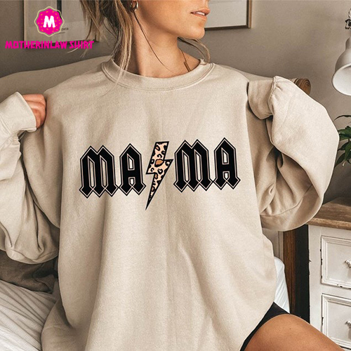 Mama Lightning Bolt Sweat, Leopard Lightning Sweat, Mama Sweat, Mama thunderstruck Sweat, Mom Sweat, Mother’s Day Gift Shirt, Gift For Mom