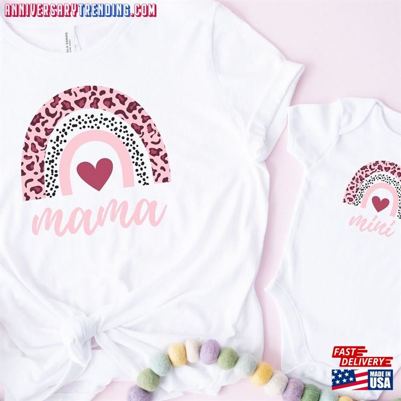 Mama Mini Matching Set Rainbow Baby Shower Gift And Shirt Classic Unisex – Bipubunny Store