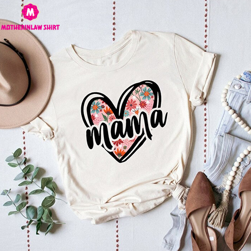 Mama Mini Shirt, Mothers Day Gift, Heart Mama Shirt, Heart Mini Shirt, Mama and Mini Matching Shirts, Mommy and Me Shirt, Floral Heart Shirt – MotherInLaw Shirt