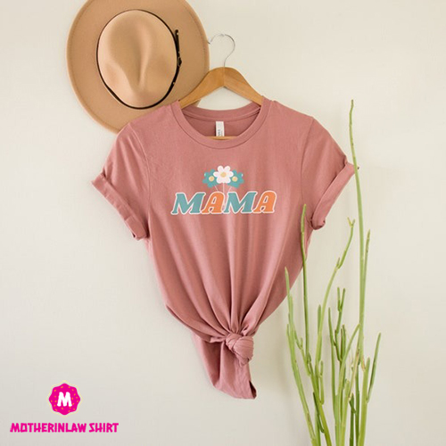 Mama Minimalist T-Shirt for new mom, Retro Gift for Mom, Retro Floral Tee, Mama Graphic Shirt, Mom to Be Announcement shirt, expecting mama