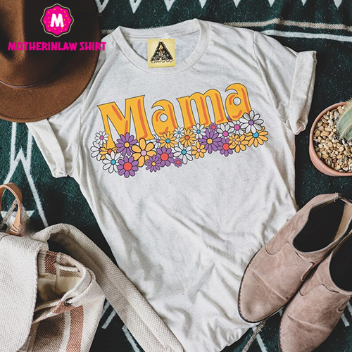 Mama retro floral shirt, Retro mama shirt, mama 70s writing shirt, floral mama shirt, retro text mom and me set