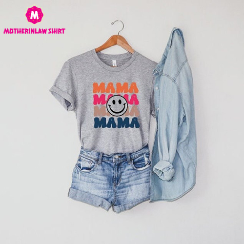 Mama Shirt, Happy Face Mom Shirt, Mother Shirt, Gift For Mother, Mother’s Day Shirt, Groovy Mama Shirt, Mama lover Shirt, Vintage Mama