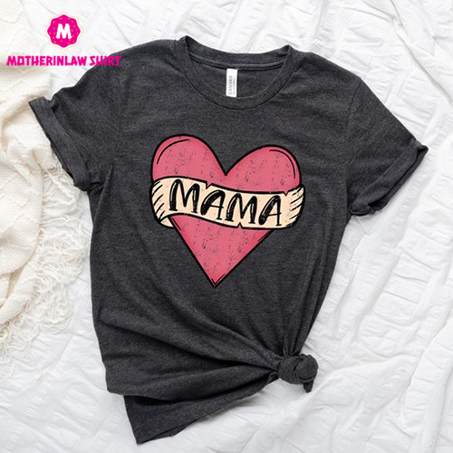 Mama Shirt, Mama Retro Heart Shirt, Mothers Day Gift, Custom Shirt for Mothers, Mom T shirt, Mommy Tee, Mom Gift, New Mommy Gift