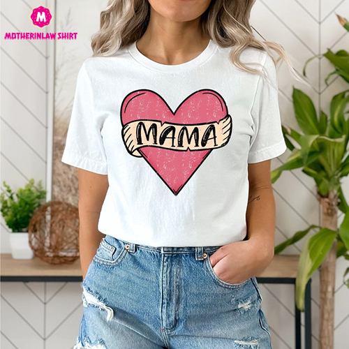 Mama Shirt, Mama Retro Heart Shirt, Mothers Day Gift, Custom Shirt for Mothers, Mom T shirt, Mommy Tee, Mom Gift, New Mommy Gift