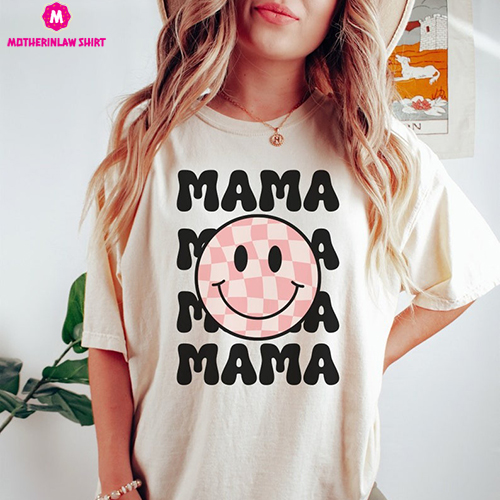 Mama Shirt, Retro Mama Shirt, Mothers Day Shirt, Mom Shirt, Gift for Mom, Retro Mom Gift, Smiley Face Mama Shirt, Mama Smiley Shirt