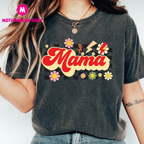 Mama Shirt, Retro Mama T-Shirt, Mothers Day Gift, Flower Mama Shirt, Gift for mom, Vintage Mama Tee, New Mom Gift,Rainbow Mother Shirt