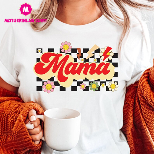 Mama Shirt, Retro Mama T-Shirt, Mothers Day Gift, Flower Mama Shirt, Gift for mom, Vintage Mama Tee, New Mom Gift,Rainbow Mother Shirt