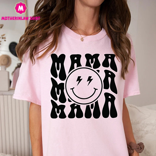 Mama Shirt, Smile Face Mama Shirt, Mother Shirt, Gift For Mother, Mother’s Day Shirt, Groovy Mama Shirt, Aesthetic Mama Shirt