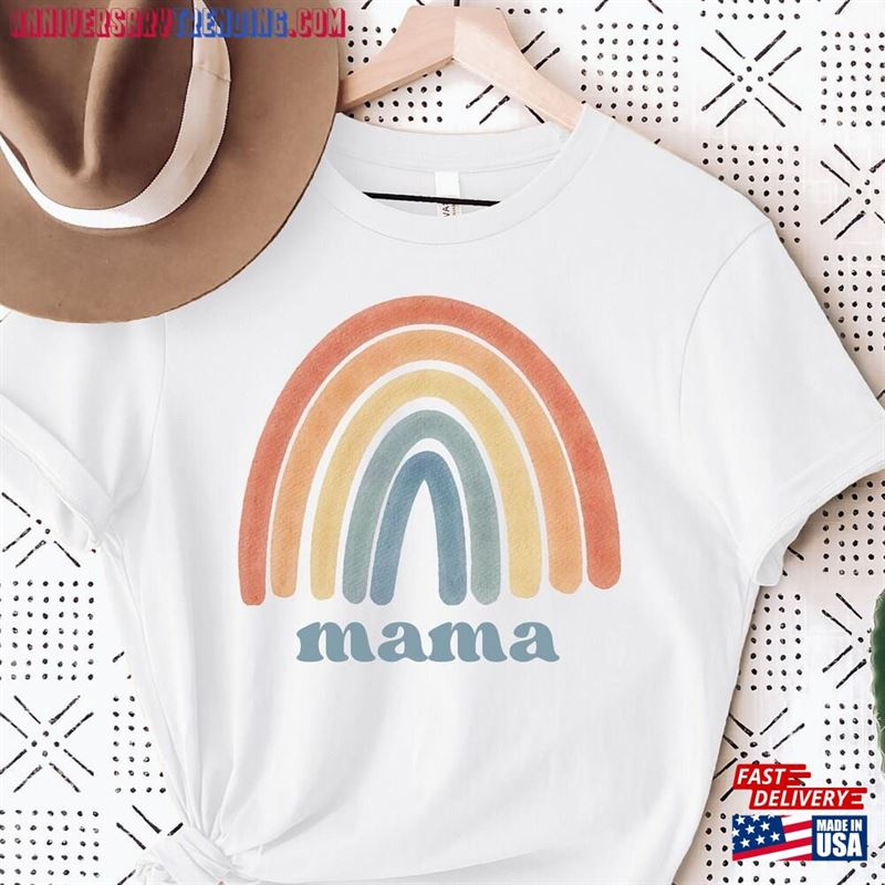 Mama Shirt With Cute Rainbow Print T Gift Idea For New Mom Sweatshirt Hoodie – Bipubunny Store