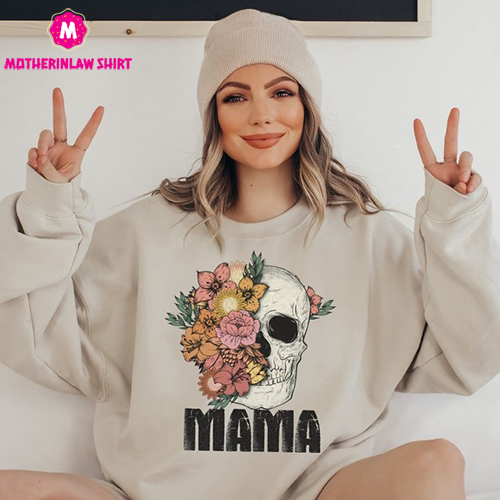 Mama Sweatshirt, Mom Sweatshirt, Mama Crewneck, Boho Mama, Mom Skull Sweater, Momma Sweatshirt, Birthday Gifts For Mom, Mother’s Day Gift,