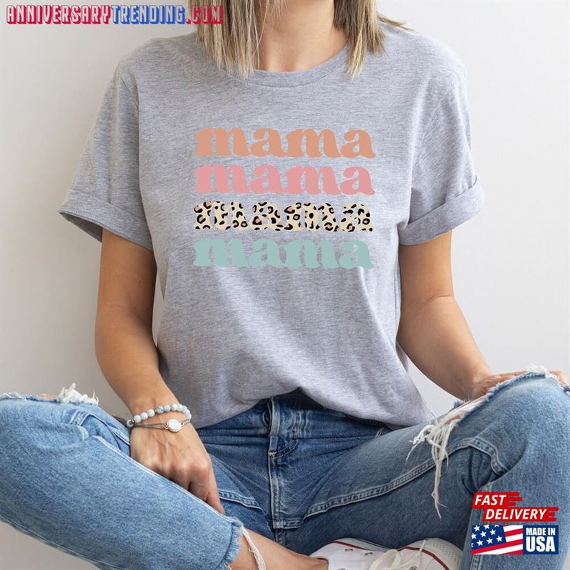 Mama T-Shirt Shirt With Curve Leopard Aesthetic Mothers Day Gift Classic Unisex – Bipubunny Store