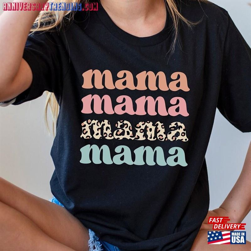 Mama T-Shirt Shirt With Curve Leopard Aesthetic Mothers Day Gift Classic Unisex – Bipubunny Store