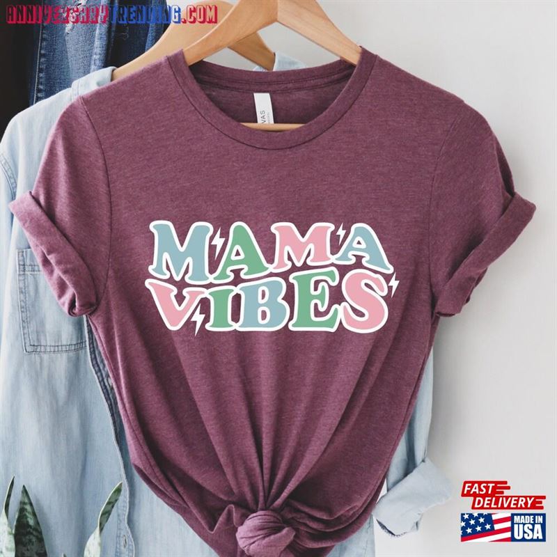 Mama Vibes Shirt Cute Mothers Day Retro Hoodie Unisex – Bipubunny Store