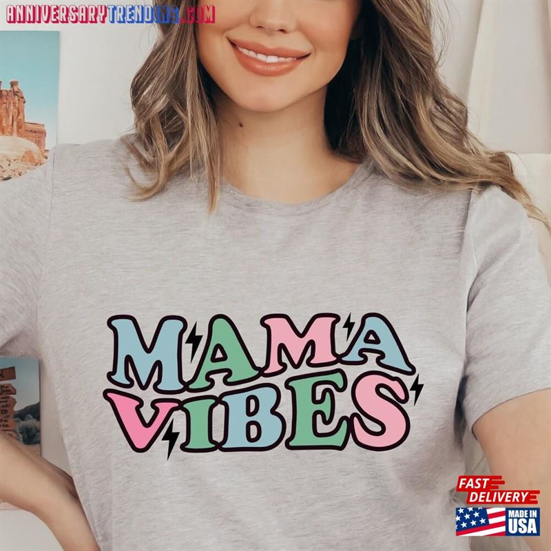 Mama Vibes Shirt Cute Mothers Day Retro Hoodie Unisex – Bipubunny Store