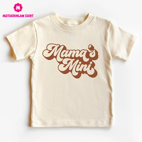 Mama’s Mini Toddler Shirt – Retro Orange Kids Shirt – Girls Natural Toddler Tee