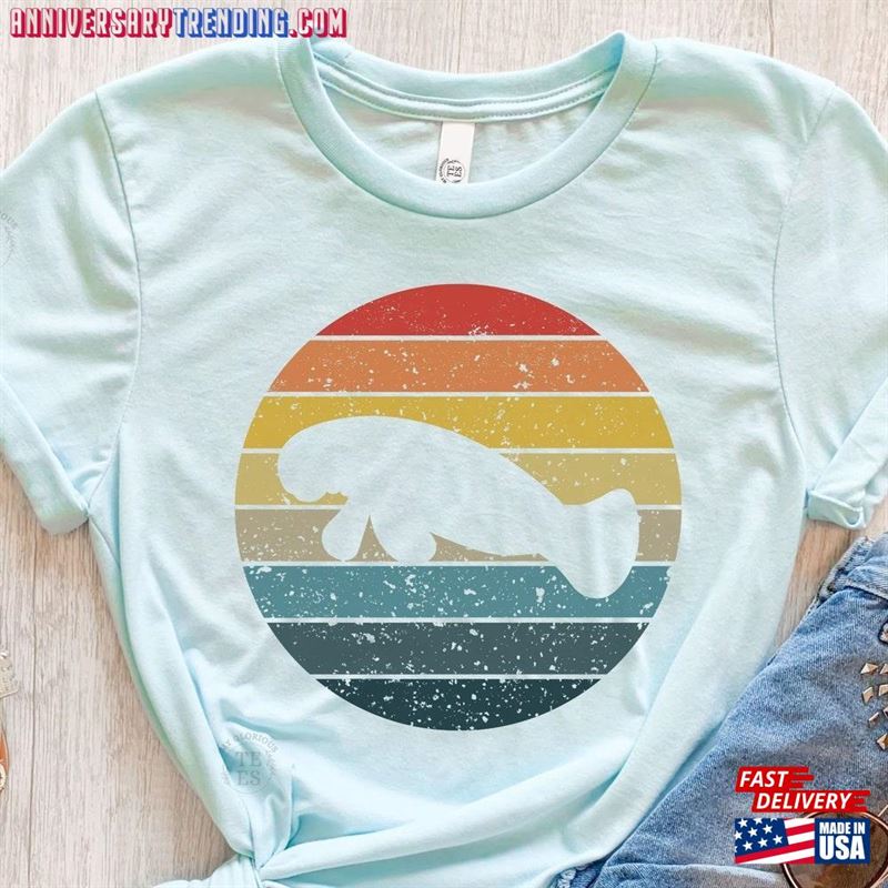 Manatee Shirt Retro T-Shirt Distressed Print Sweatshirt -Bipubunny Store