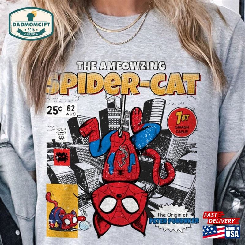 Marvel The Amazing Spider Cat Shirt Ameowzing Comic T-Shirt Classic