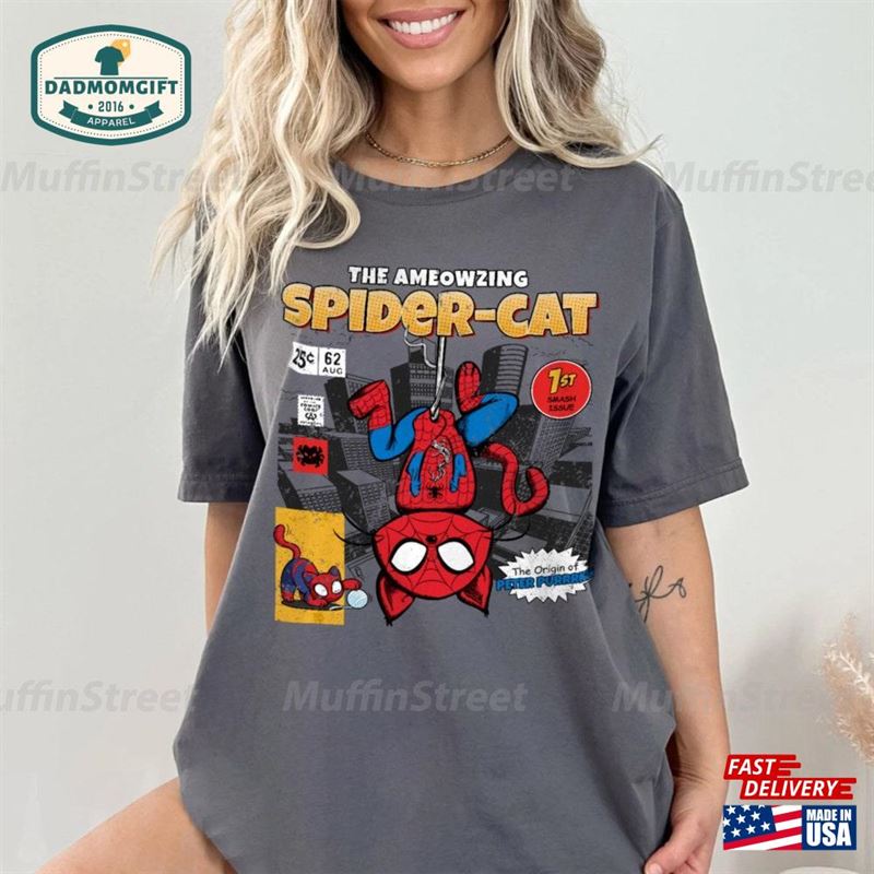 Marvel The Amazing Spider Cat Shirt Ameowzing Comic T-Shirt Classic