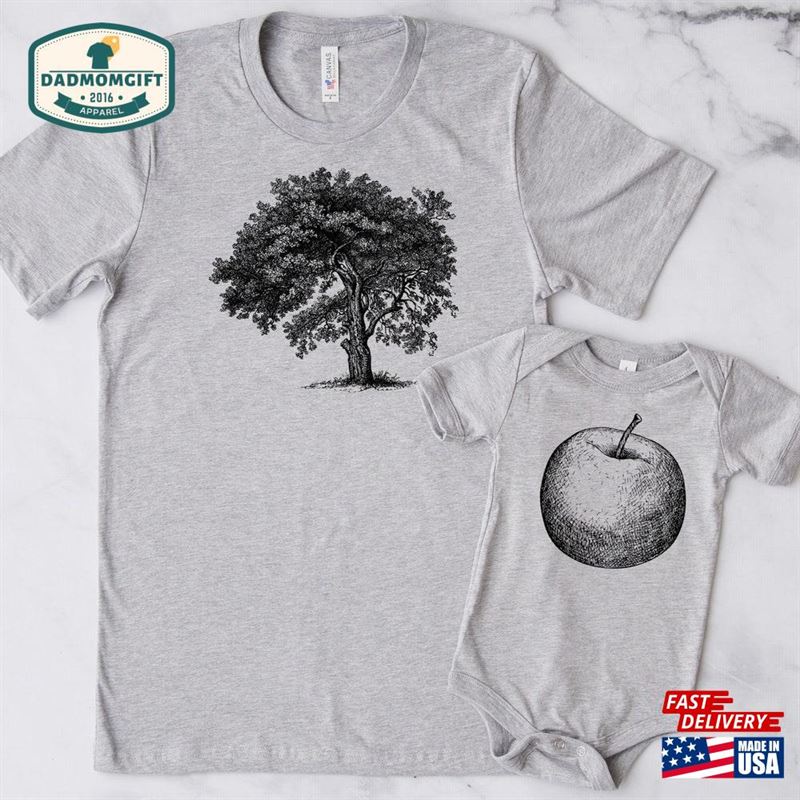 Matching Family Eco Friendly Gift T-Shirt Apple Never Falls Far Tree Print Hoodie