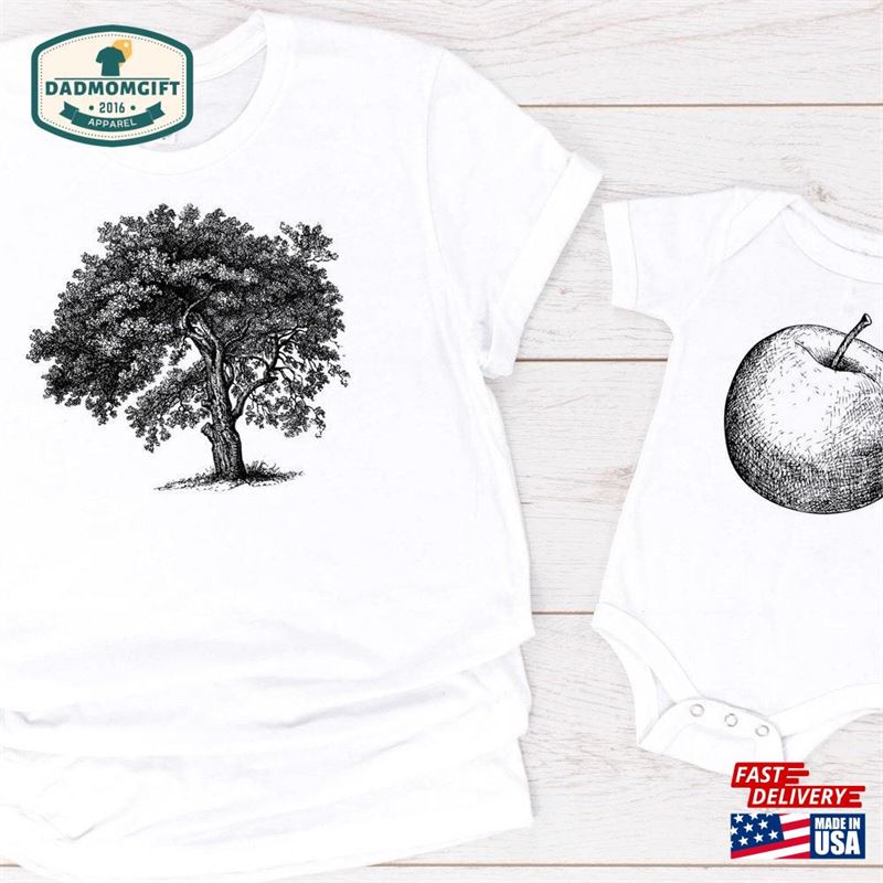 Matching Family Eco Friendly Gift T-Shirt Apple Never Falls Far Tree Print Hoodie Unisex