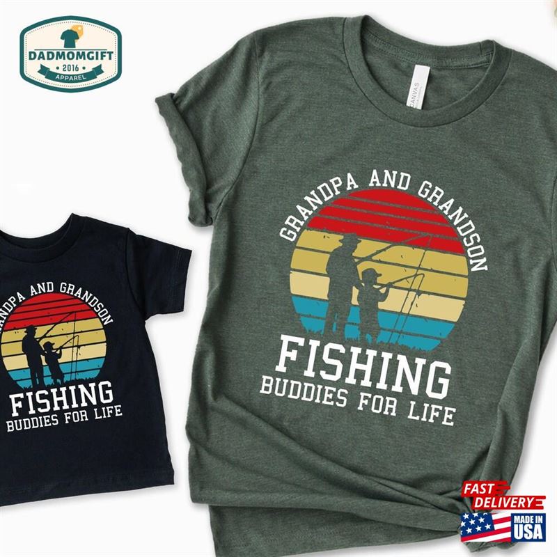 Matching Fishing Shirts For Grandpa And Grandson Fathers Day Gift Unisex Hoodie