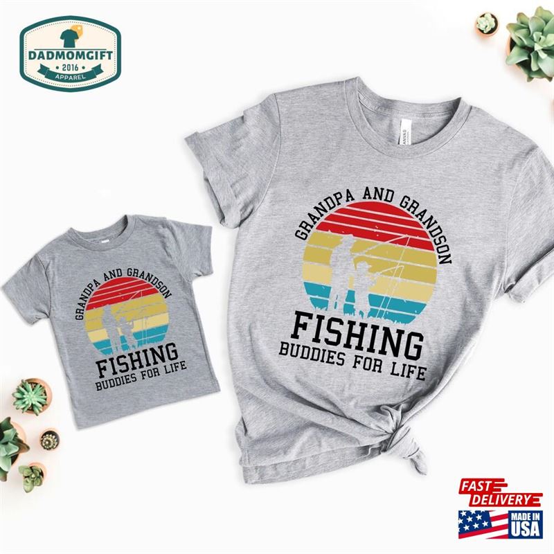 Matching Fishing Shirts For Grandpa And Grandson Fathers Day Gift Unisex Hoodie