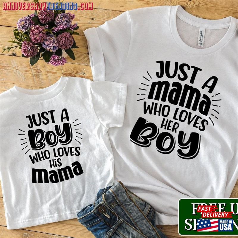 Matching Mommy And Me Shirts Just A Boy Who Loves His Mama Cute Mother Son Outfit Classic Hoodie – Bipubunny Store