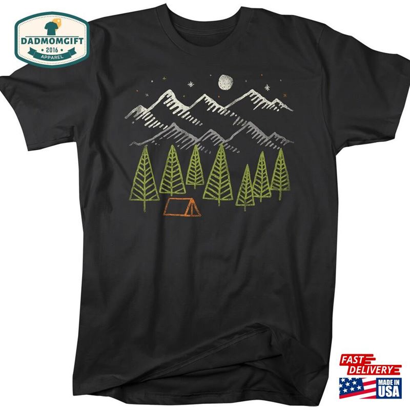 Men’s Camping T-Shirt Hipster Shirt Camp Shirts Tent Forest Nature T-Shirts Classic Unisex