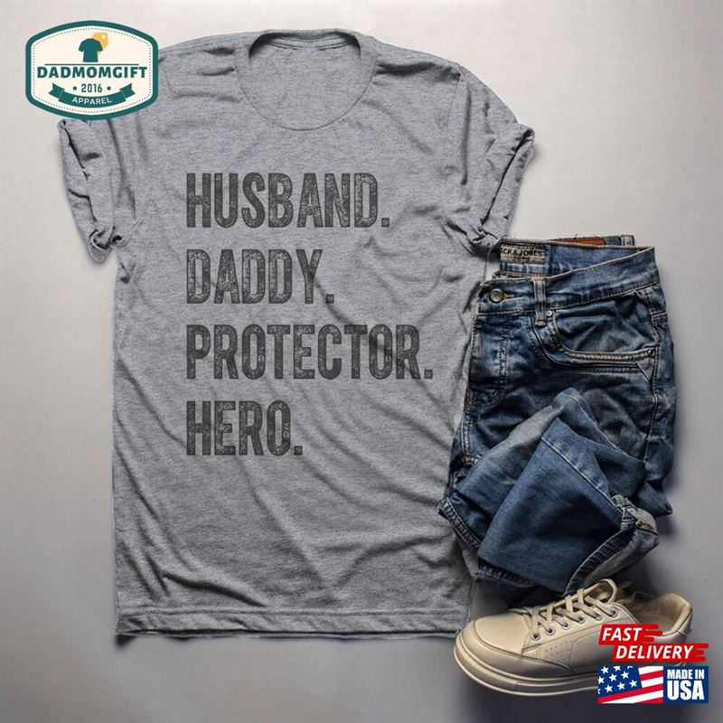 Men’s Dad T-Shirt Husband Shirts Hero Protector Daddy Tshirt Father Unisex Hoodie