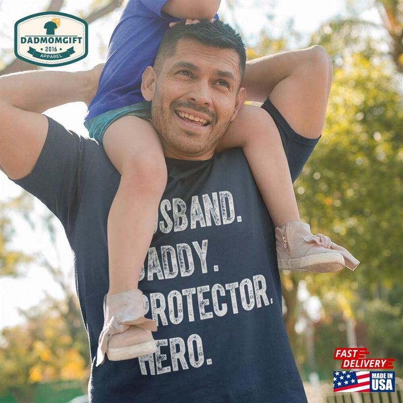 Men’s Dad T-Shirt Husband Shirts Hero Protector Daddy Tshirt Father Unisex Hoodie