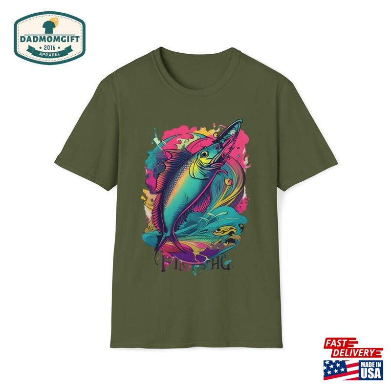 Mens Fishing T-Shirt Graphic Tee Fisherman Gifts Classic Unisex