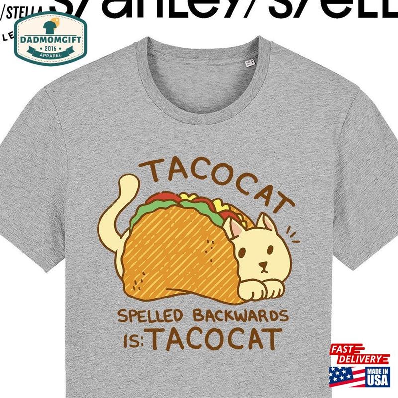 Mens Funny Cat T-Shirt Tacocat Spelled Backwards Humour Classic Sweatshirt