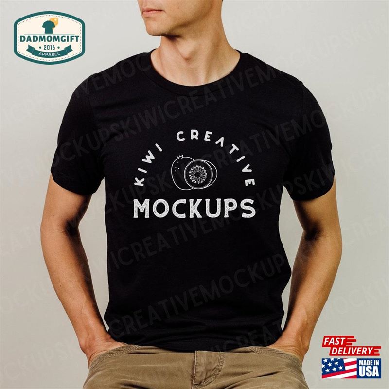 Men’s T-Shirt Mockup Black Bella Canvas Shirt Hoodie Classic