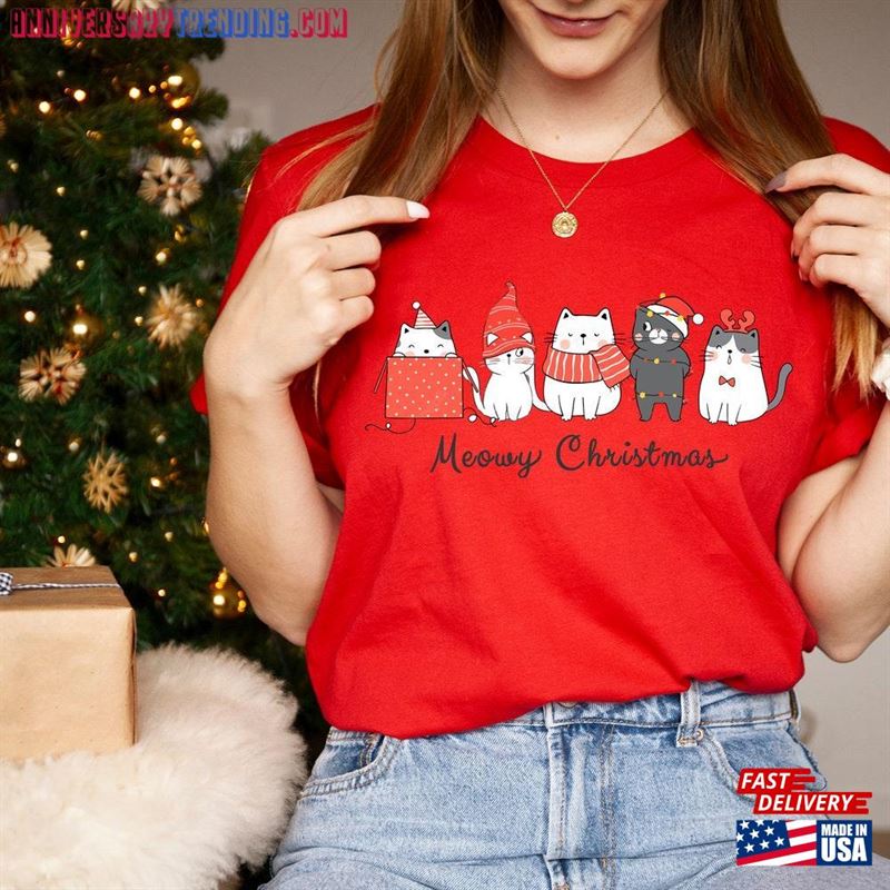 Meowy Christmas Shirt Cat Merry Sweatshirt Hoodie – Bipubunny Store