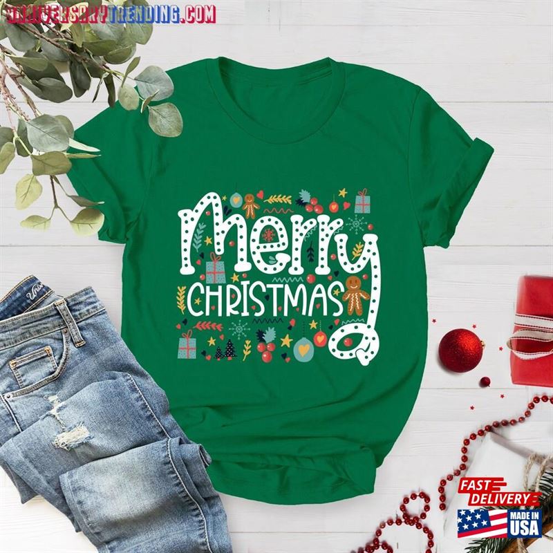 Merry Christmas Doodles Shirt Gingerbread Sweatshirt Unisex – Bipubunny Store