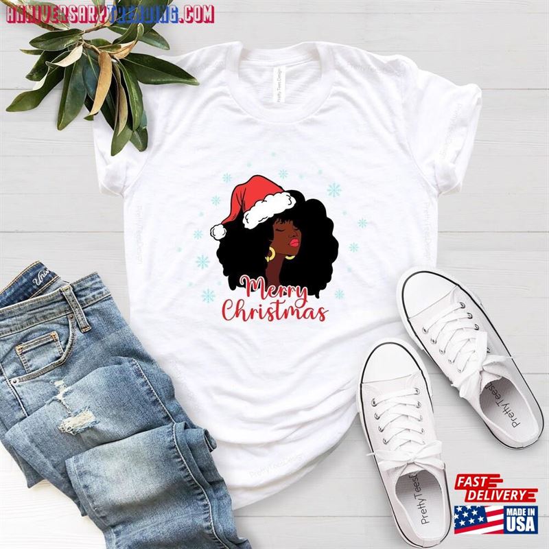 Merry Christmas Santa Black Girl T-Shirt Melanin Equality Shirt Hoodie Unisex – Bipubunny Store