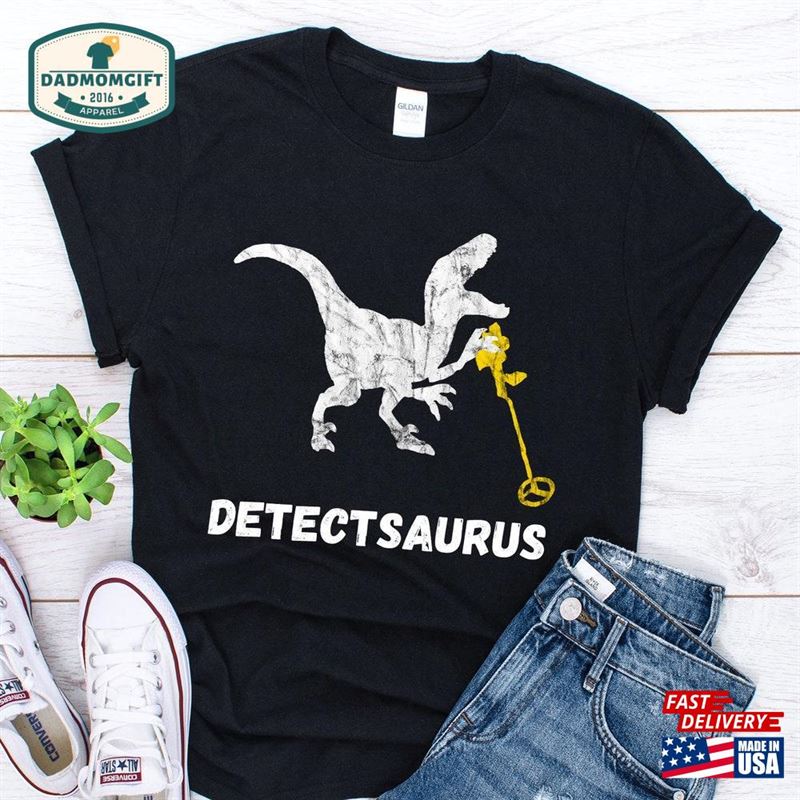 Metal Detecting Shirt Funny Dinosaur Detector Hoodie Sweatshirt