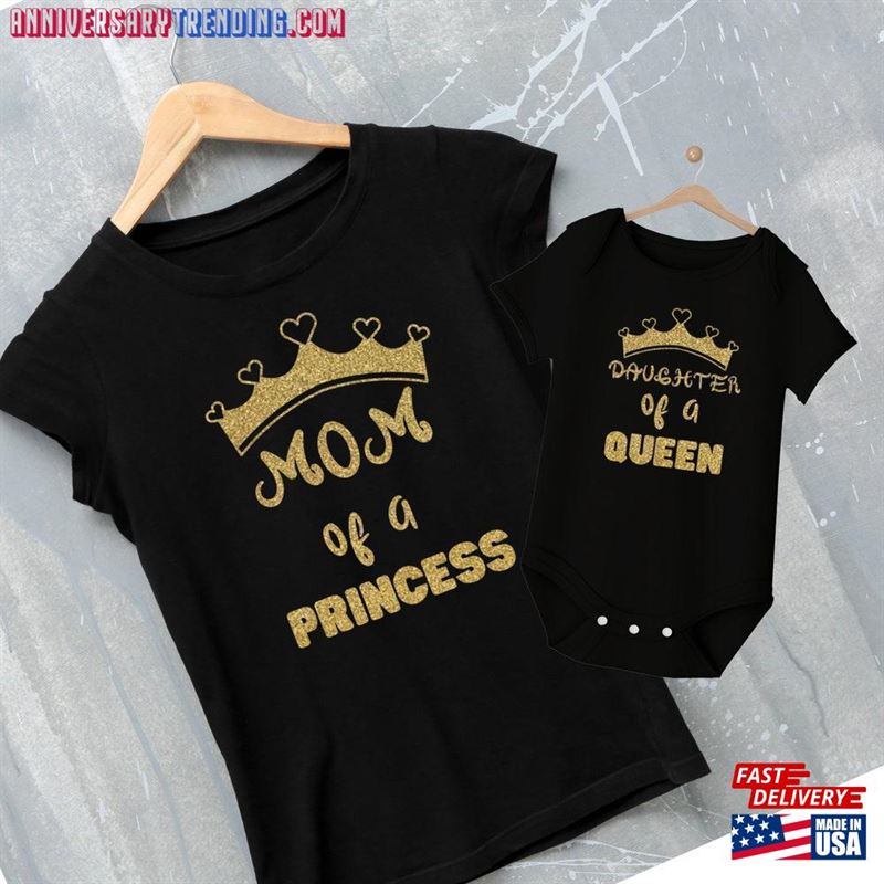 Mom And Baby Matching Clothes Mother Of A Princess T-Shirt Daughter Queen Bodysuit Classic Sweatshirt – Bipubunny Store