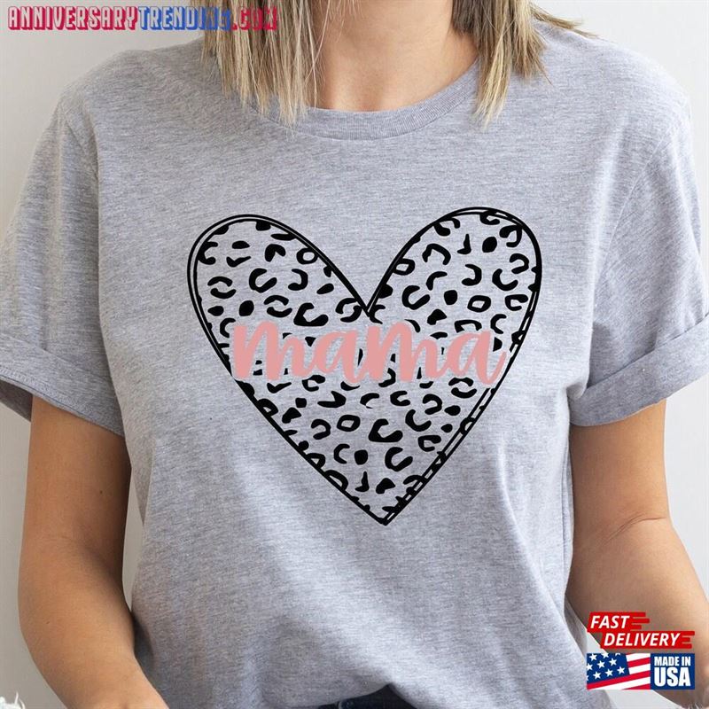 Mom T-Shirt Shirt Heart With Leopard Aesthetic Mothers Day Gift Hoodie Classic – Bipubunny Store