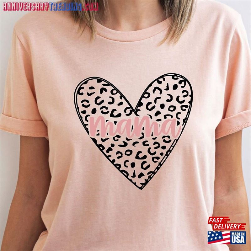 Mom T-Shirt Shirt Heart With Leopard Aesthetic Mothers Day Gift Hoodie Classic – Bipubunny Store