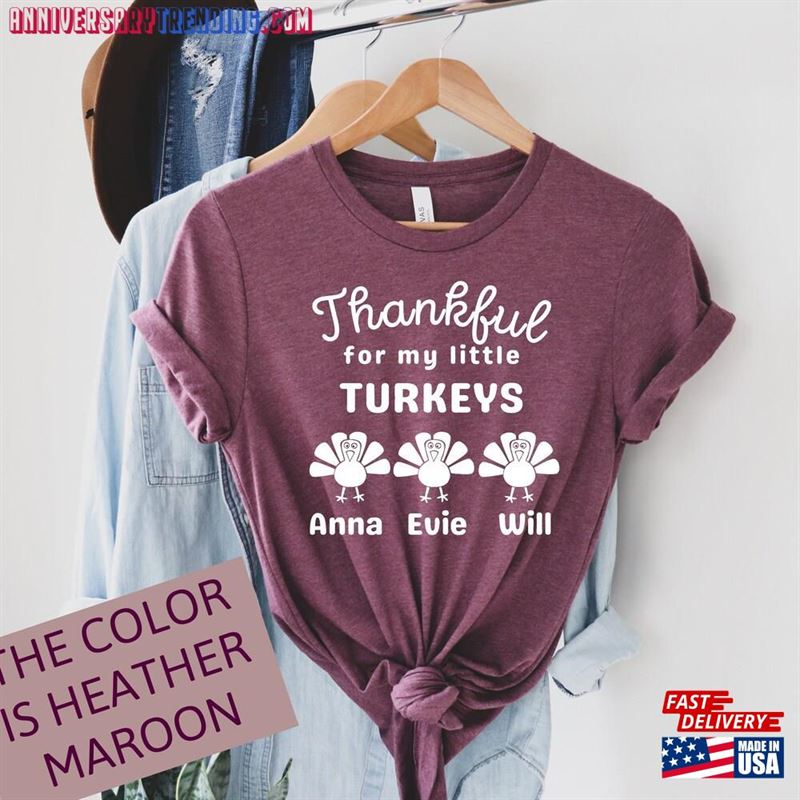 Mom Thanksgiving Shirt Grandma With Kids Names Grandpa Unisex Sweatshirt – Bipubunny Store