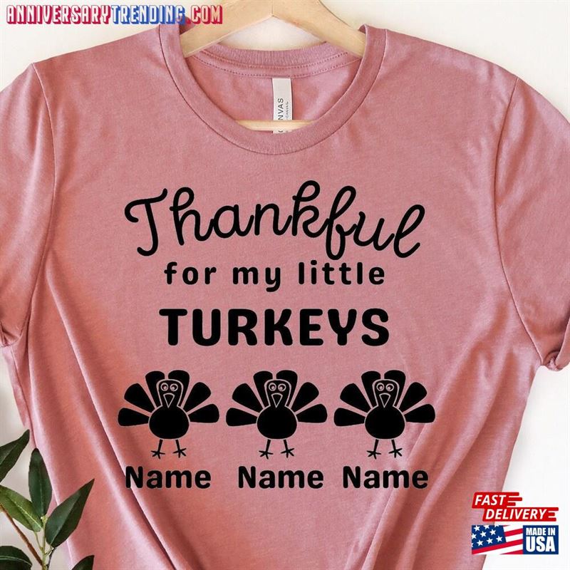 Mom Thanksgiving Shirt Grandma With Kids Names Grandpa Unisex Sweatshirt – Bipubunny Store