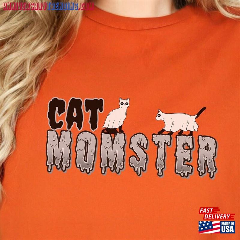 Momster Ghost Cat T-Shirt Women’s Cute Halloween Tee Unisex Classic – Bipubunny Store