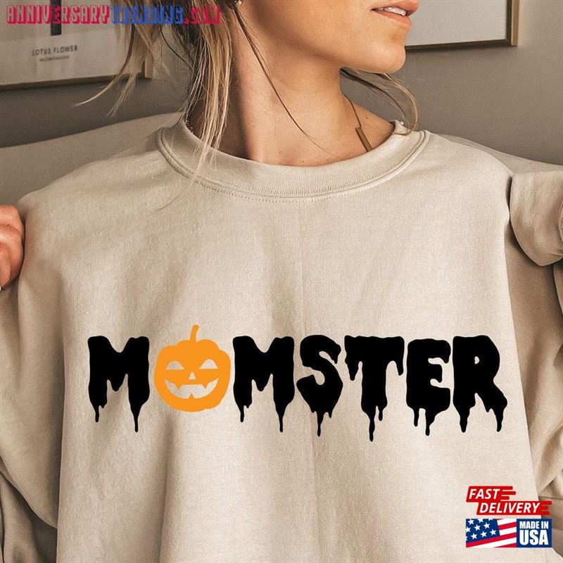 Momster Sweatshirt Women Halloween Shirt Mama T-Shirt Unisex – Bipubunny Store