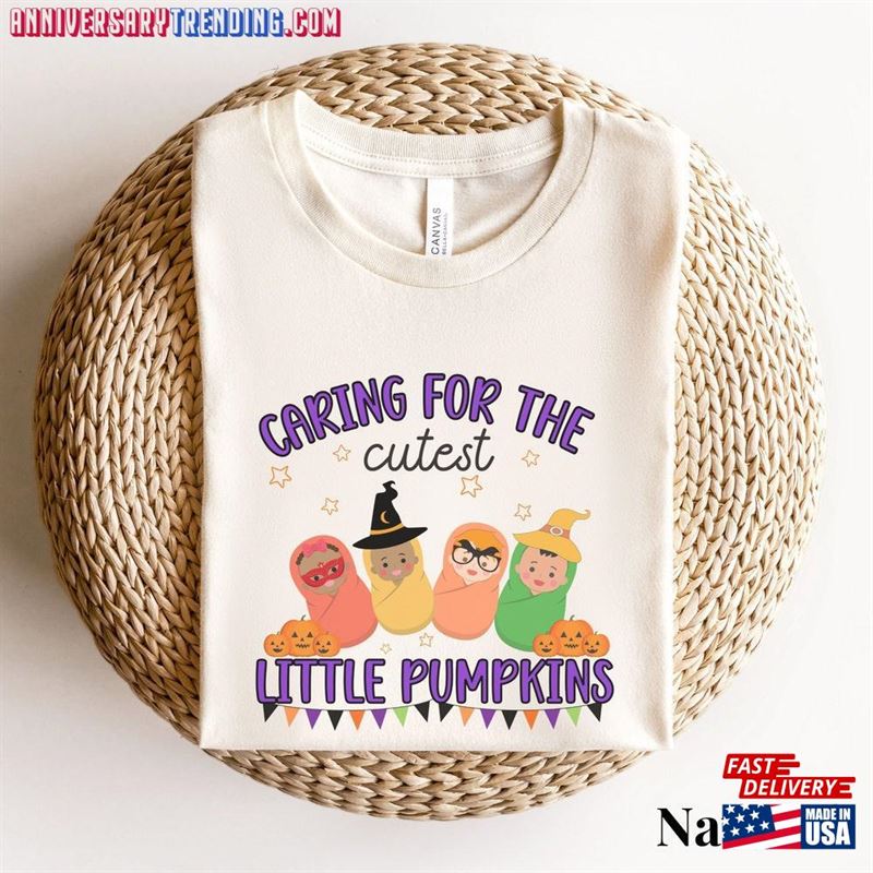 Mother Baby Nurse Halloween Shirt For Work Cute Fall Postpartum Tshirt Little Pumpkins Maternity T Sweatshirt Classic – Bipubunny Store