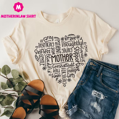 Mother Heart Shirt, Mothers Day Shirt, Gift For Mom, Mom Shirt, Mama Shirt, Mom Life Shirt, Heart Shirt, Gift For Her, Mother word cloud Tee – MotherInLaw Shirt